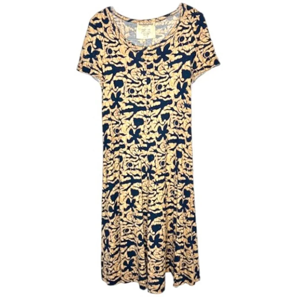 Diane Von Furstenberg A-Line Midi Dress Italy Vintage Batik - Black/Maize - 10